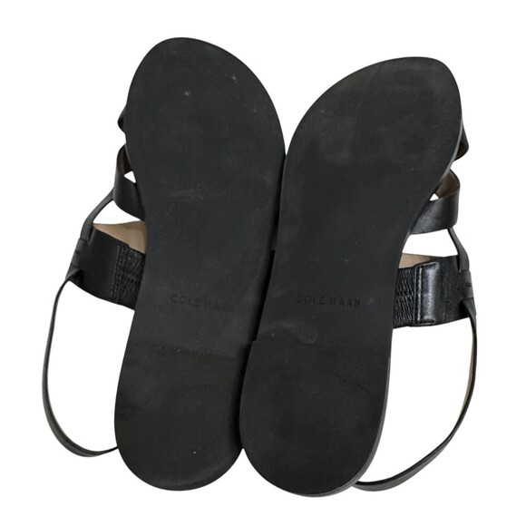 Cole Haan Fawn Sandals Womens Size 9 Black Leather Slingback Flat Strappy Shoes - Picture 6 of 6